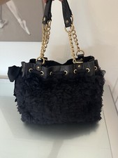 Juicy Couture Black Daydreamer Bag, Frills, Leather, Vintage Y2k, Silk, Gold