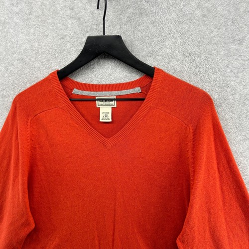 L.L. Bean Sweater Mens Size Large Orange Cotton V Neck Long Sleeve Pullover - Picture 4 of 10