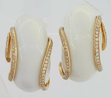 White Chalcedony & Round Diamond Earrings 0.75 ct 18k Rose Gold Rtl $3995