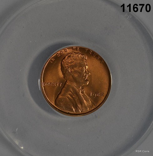 1942 LINCOLN WHEAT CENT ANACS CERTIFIED MS66 RED FLASHY! #11670 - Picture 2 of 3