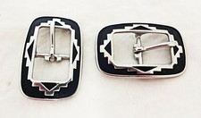 Pair Jeremiah Watt Southwest Center Bar Buckles Stainless Steel Horse Tack Size
