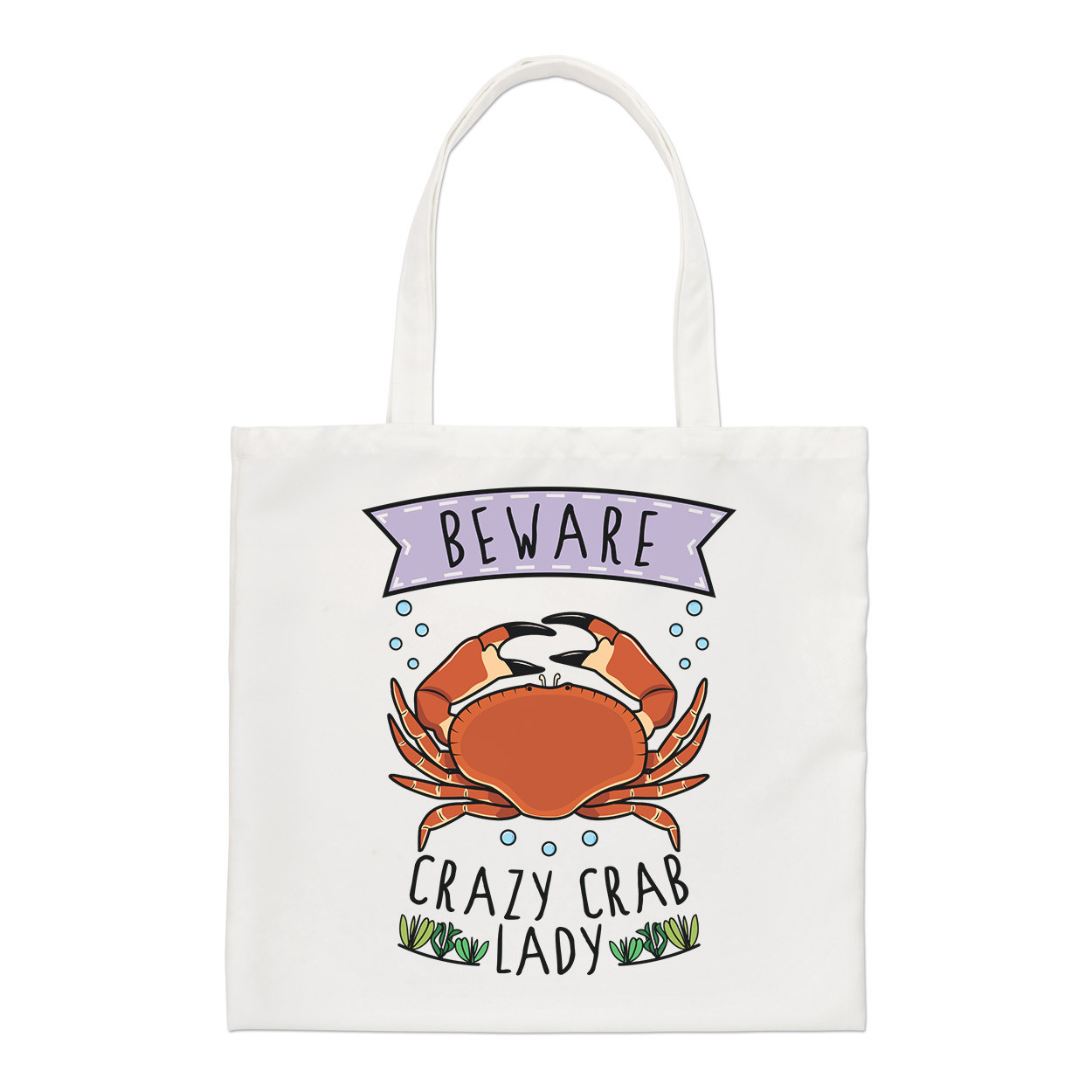 Beware Crazy Crab Lady Regular Tote Bag Funny Animal Sea Cute Shoulder