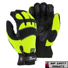WARM INSULATED WATERPROOF WINTER WORK GLOVES MAJESTIC ARMORSKIN WINTER HAWK LIME