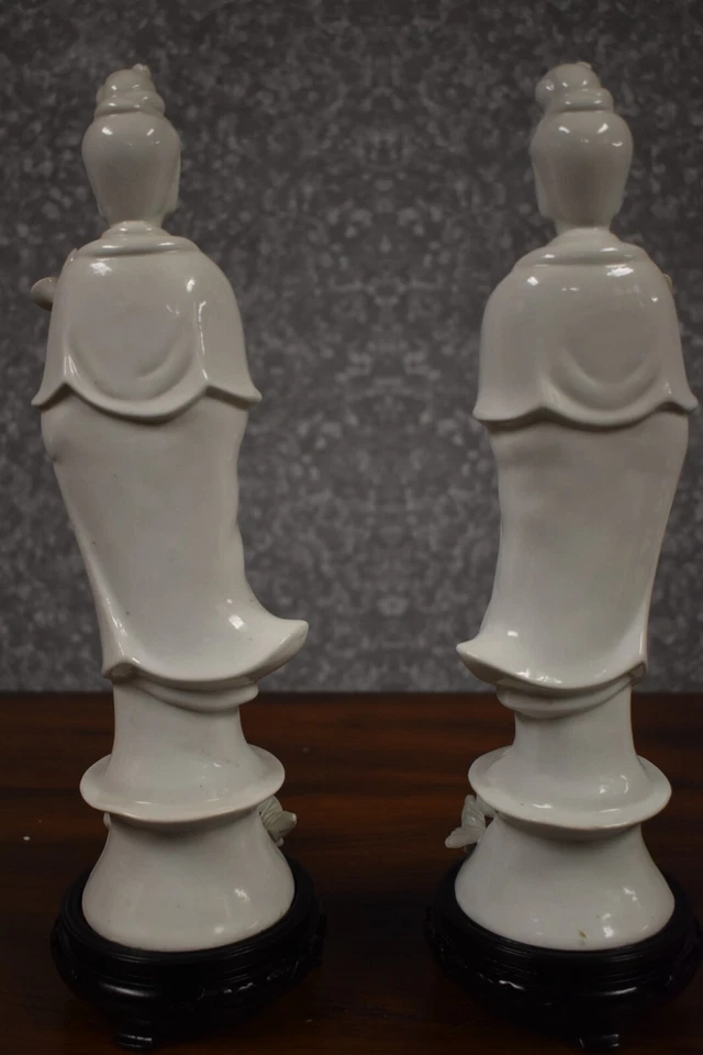 ПАРА 12» W/СТОЙКА ВИНТАЖНЫЙ BLANC DE CHINE KWAN-YIN СТАТУЯ БЕЗ ПОВРЕЖДЕНИЙ! - Изображение 3 из 4