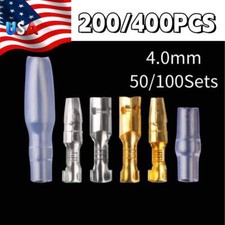200/400Pcs 4.0mm Bullet Terminal Car Electrical Male Female Wire Crimp Connector