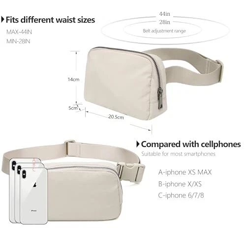 Fanny Belt Bag Waist Pack Crossbody Bags Bum Bag for Running Hiking beige
