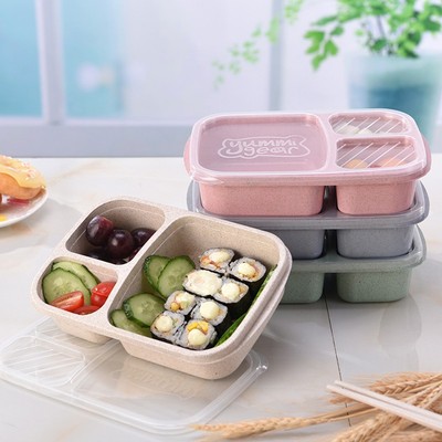 Umweltfreundliche Stroh Lunch-Box mit mikrowellengeeignetem Design und drei Abschnitten