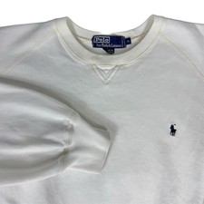 Vintage Polo Ralph Lauren Crewneck Sweatshirt Men s XL White Raglan Cut 90s Pony