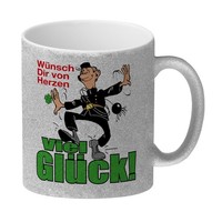 Kaminfeger Glitzer-Kaffeebecher Mit Spruch: WüNsch Dir Von Herzen Viel GlüCk!