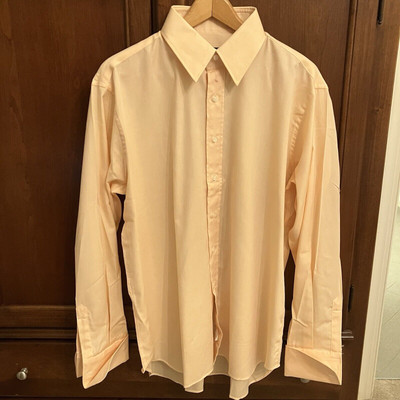 Ingram Mens Orange 100% Cotton Long Sleeve Button Up Shirt Made In Italy 17.5/44