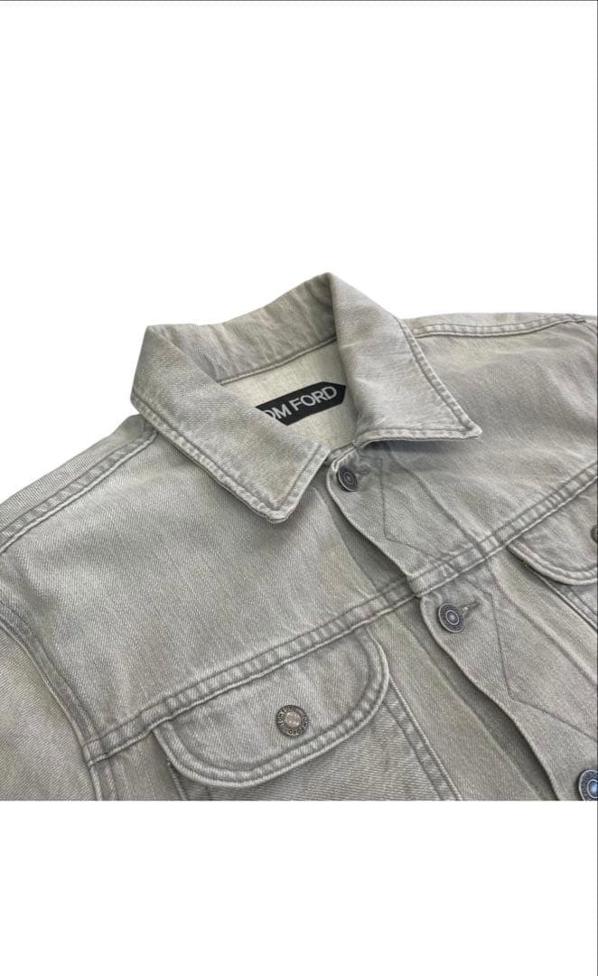 TOM FORD Light Gray Denim Jacket Button Front Poc… - image 3