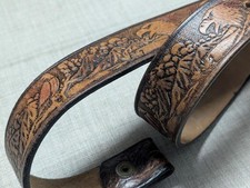 vintage EAGLE buckle belt TOOLED handcrafted 32 leather WESTERN cowhide harley