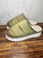 Anthropologie Maeve Moss Green Puffy Platform Shoes Slippers Size L 10/11 Comfy