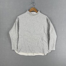 Frank Eileen Sweatshirt Womens Med Gray Effie Mocneck Long Sleeve Cotton USA