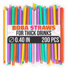 200Pcs Colored Boba Tea Straws 9.4 x0.4 inch Thick Wide Jumbo Smoothie Straws