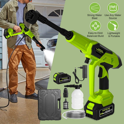 Cordless Electric High Pressure Water Spray Gun Portable Car Washer Cleaner Tool