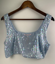 Victoria's Secret Sequin Shimmer Wire Free Side Zip Bralette Bra Blue XXL NWT