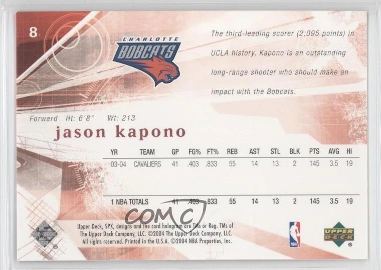 2004-05 SPx Jason Kapono #8 - Image 2 of 2