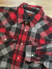 FiveBrother Flannel Shirt Large Workwear Plaid Pearl Snap Heavy Weight Vtg Mens