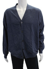 Club Room Mens Dark Blue V Neck Button Cardigan 70 Cotton 30 Nylon Size XL