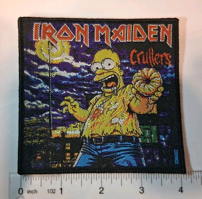 #ad Iron Maiden Homer Simpson Parody Black Border Woven Patch $7.50