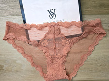 Victoria's Secret Dream Angels Coppery Sheer Mesh Lace Cheekini Panties Bow S