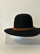 Woolrich Felt Hat Black Wide Brim Contrast Band Wool Size OS 21.5  