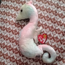 Ty Beanie Babies Neon Seahorse Plush Pastel Colors w/ Hang Tag