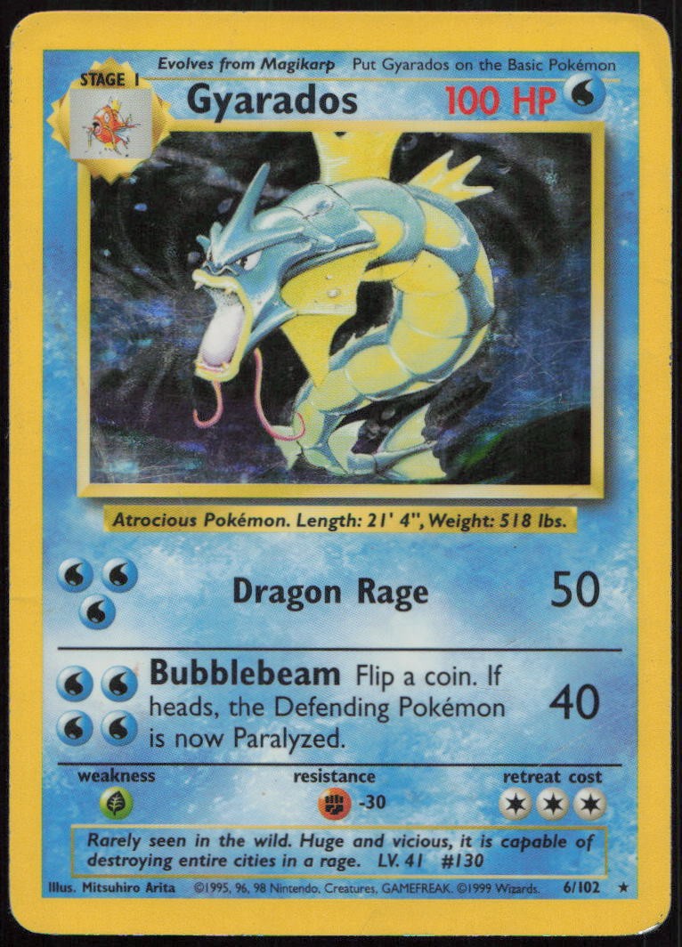 Gyarados 6/102 DMG Base Set Unlimited Holo Rare Holo Pokemon