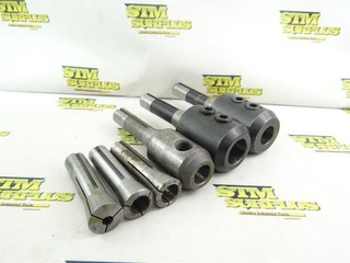 3 ASSORTED R8 END MILL HOLDERS 7/8" 1" &1 1/4" ID SIZES 3 R8 COLLETS