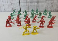 Vintage Miniature Native Warrior Cowboy Figures Lot of 25 Plastic Multicolor