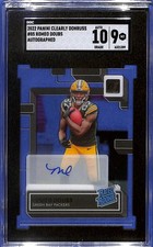 2022 Romeo Doubs Panini Donruss Clearly Rated Rookie #85 Auto (RC) SGC 9 Auto 10