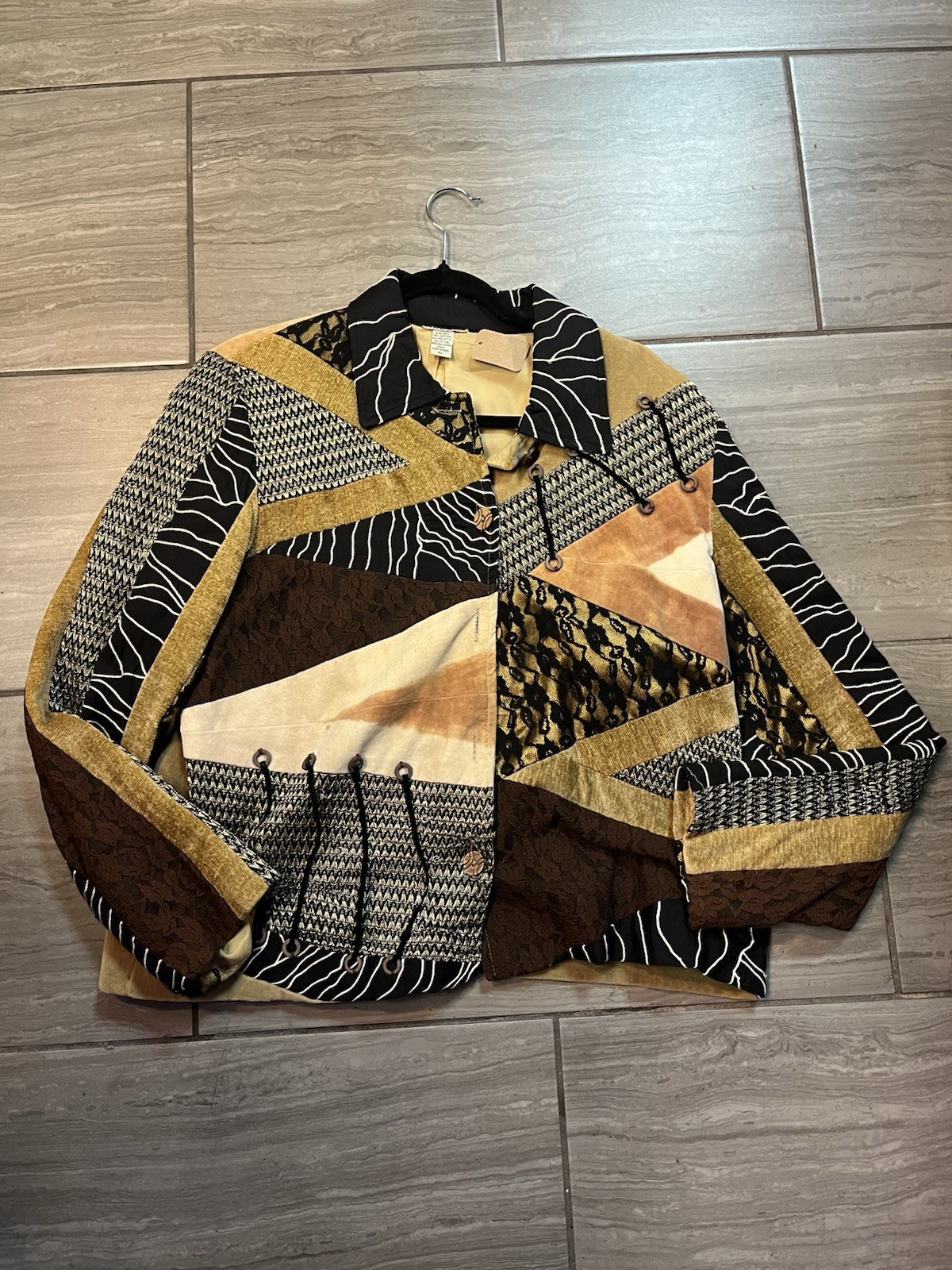 Sandy Starkman Patchwork Animal Print Jacket Size… - image 1