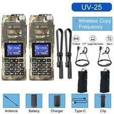 BAOFENG UV25 10WATT WALKIE TALKIE LONG RANGE TRI-POWER TWO WAY RADIO BAG KIT 2X