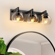 Modern 3-Light Bathroom Vanity Light,with Clear Glass Shade for Mirror