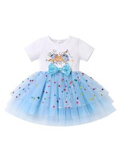 Baby Girls My 1st 2nd 3rd Birthday Dress Sequins Bowknot Confetti Dresses wit...