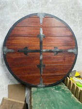 Medieval Viking Wooden Shield 24'' LARP Battle Ready Cosplay Shield Halloween