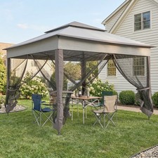 Image of 3 x 3(m) Garden Metal Gazebo Party Canopy Tent Shelter w/ Net Curtain