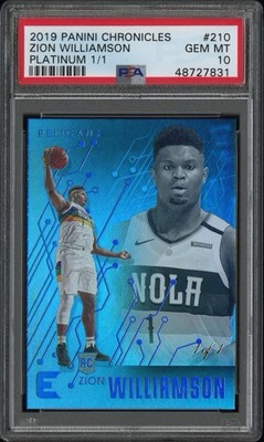 2019-20 Panini Chronicles - Essentials Zion Williamson #210 Platinum 1/1 PSA 10