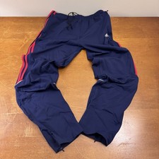 VINTAGE Adidas Sweatpants Mens XL Blue Spell Out Logo Striped Soccer Active