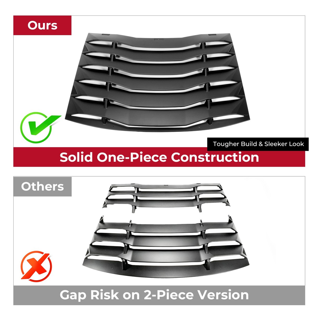 HECASA Rear Window Windshield Louver Cover Sunshade Vent For 11-23