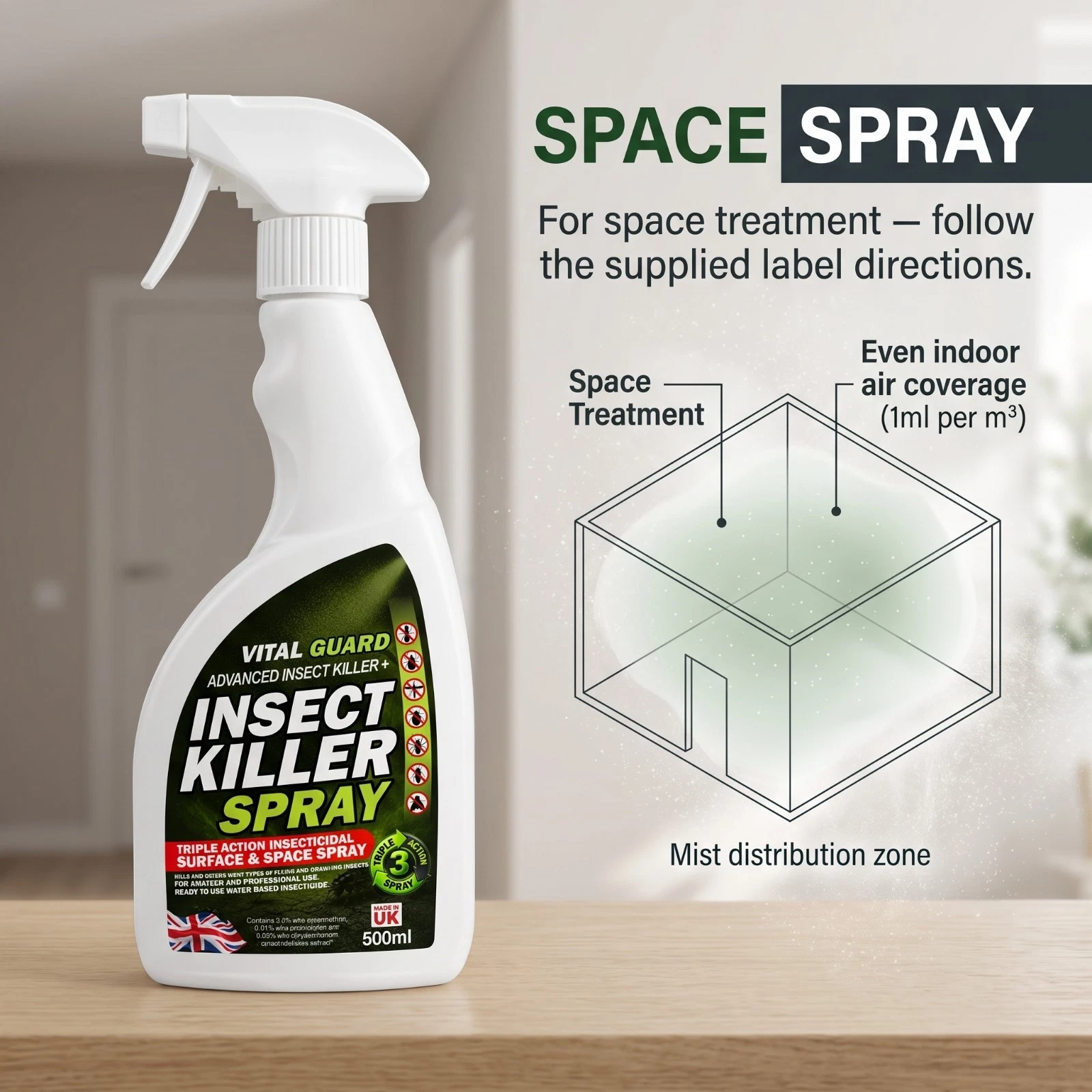 Vital Guard Insect Killer Application Zones Kitchen Wasp Nest Ant Trail
