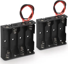 2PACK 4 AA Battery Holder Housing with Leads,2Pcs 4 X 1.5V AA Battery Holder Cas
