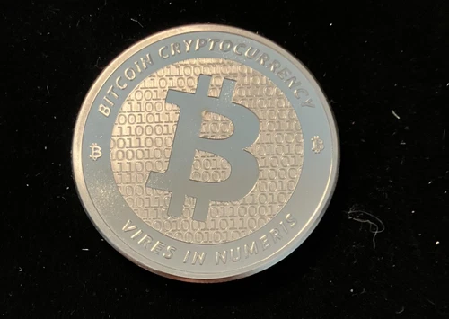 Bitcoin Cryptocurrency GSM 1oz .999 Fine Silver Round Proof-like In Capsule BU 1