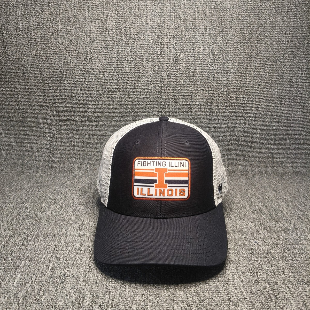 47 Brand Illinois Fighting Illini Trucker Hat Cap Snapback Navy White NCAA