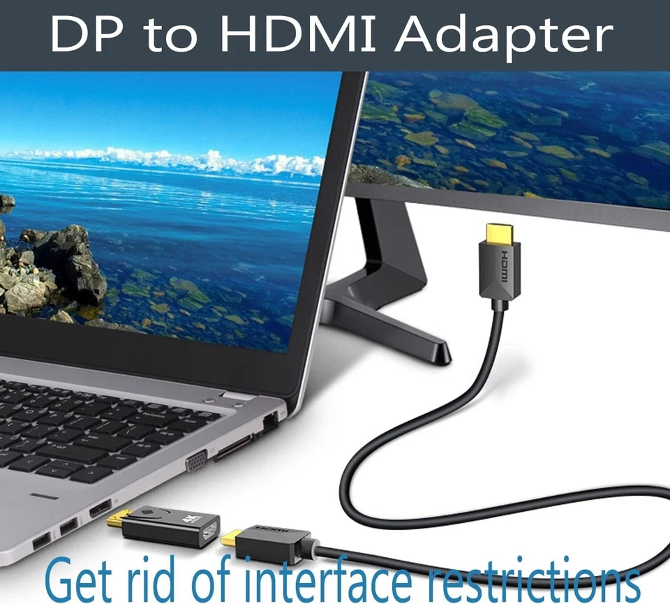 DP auf HDMI Adapter 4K Displayport zu HDMI Konverter Stecker Full HD Audio Video - Bild 4 von 4