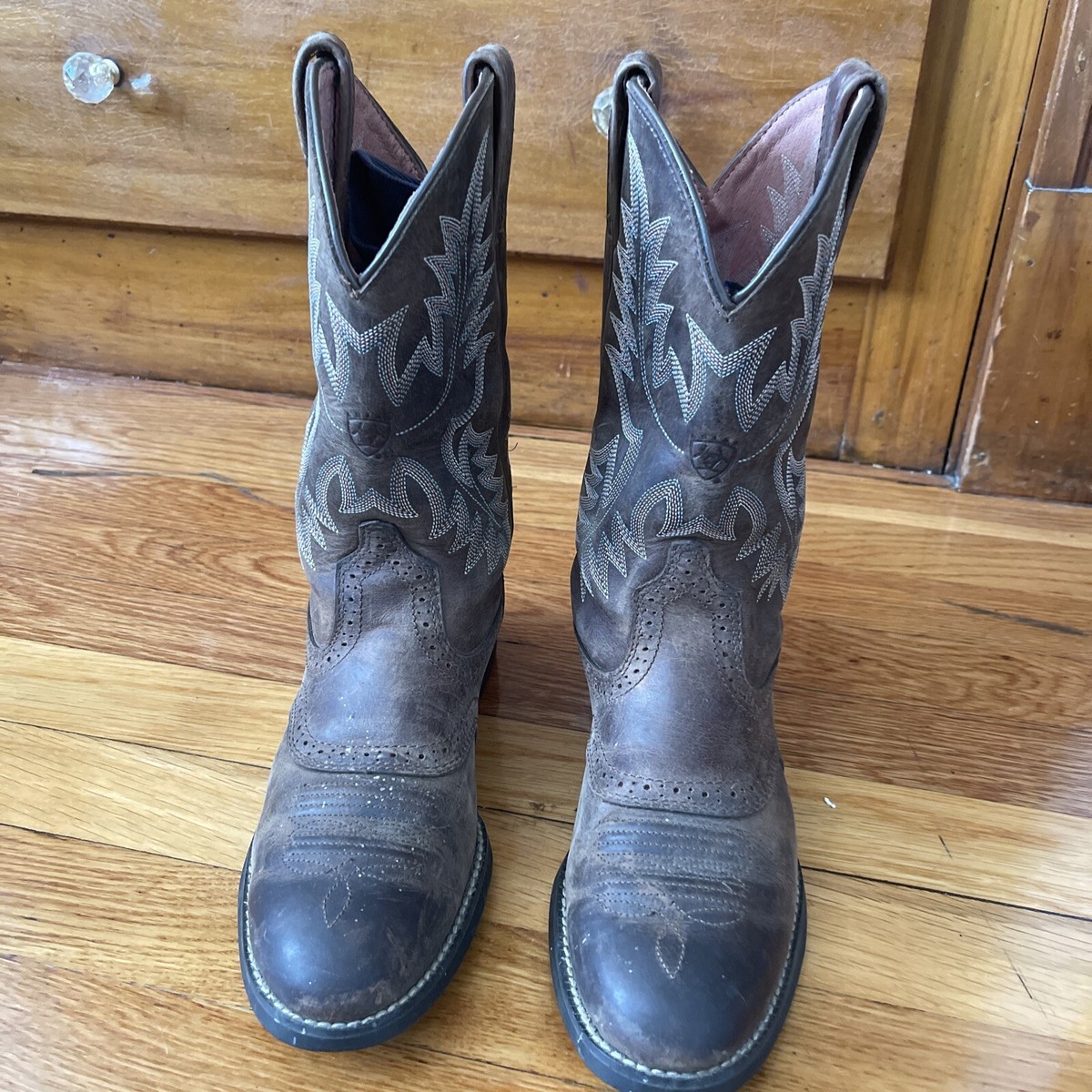 Ariat Heritage Stockman Womens Boots Sz B Round Toe Mid Calf Low