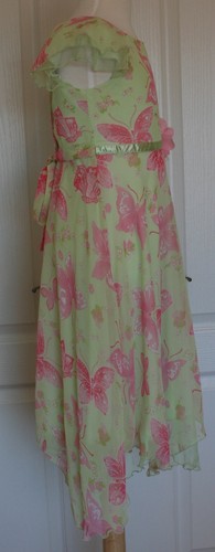 JANA MICHELLE Beautiful light green dress with Pink floral & Butterflies Girls S - Picture 3 of 5