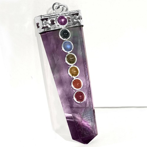 Rainbow Fluorite 7 Chakra Pendant Crystal Necklace CHARGED Reiki Energy Healing - Picture 9 of 9