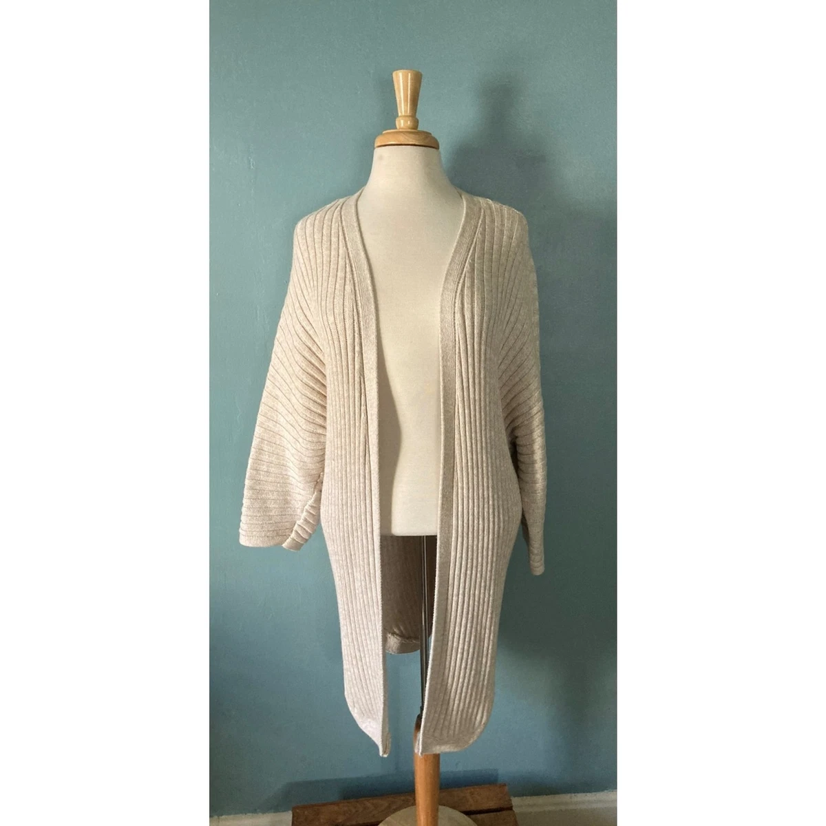 Gap cream color long open sweater coat size large eBay